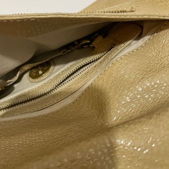 TORY BURCH Solid Tan Leather Clutch Bag Purse - Picture 5 of 14